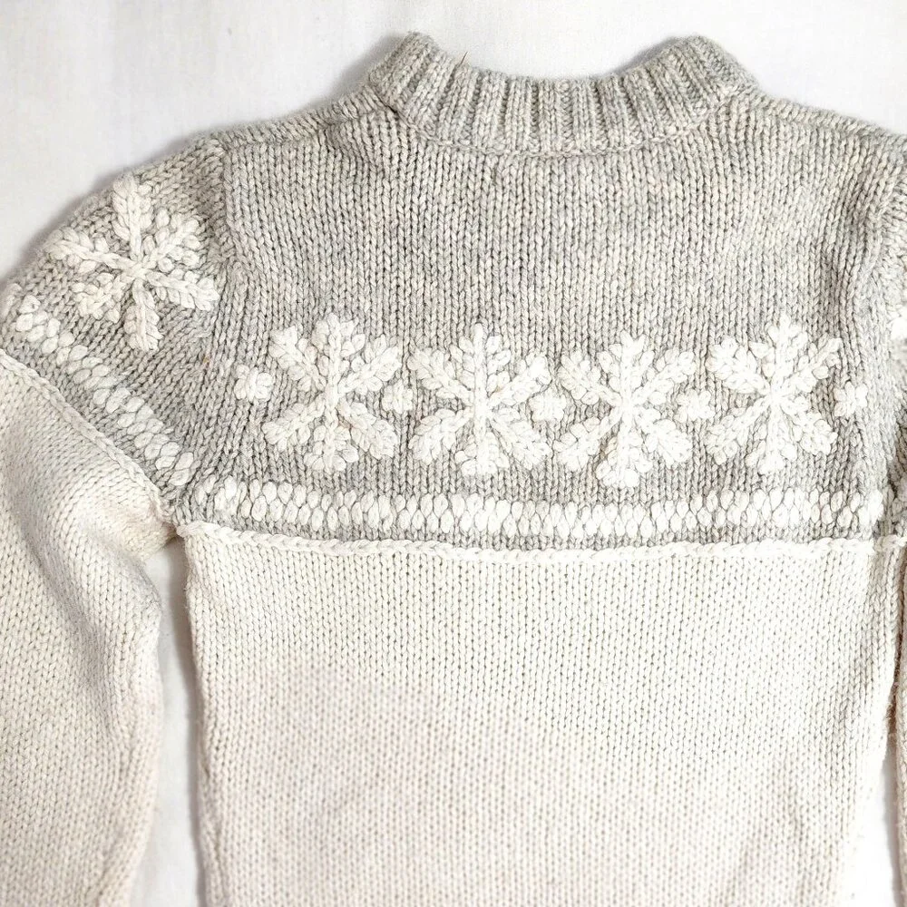Abercrombie&Fitch Womens WinterWhite&Gray Lambswool Blend Snowflake Sweater - Picture 9 of 10
